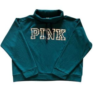 Victoria's Secret Pink Logo Everyday Lounge Womens Cowl Neck Green XXL Plus